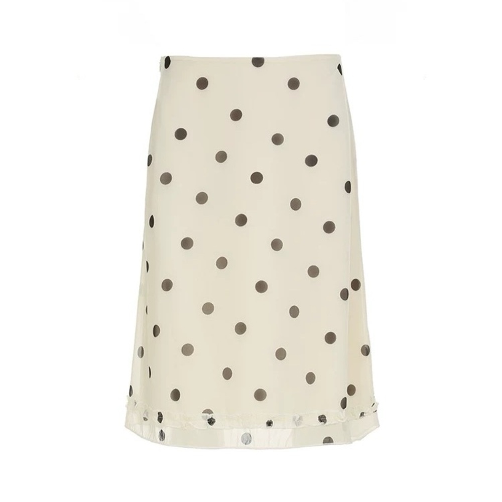 Small Polka Dot A-Line Skirt in Cream and Black